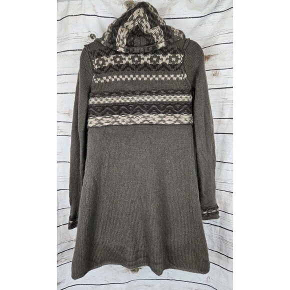 Vince Brown Embroidered Sweater Cardigan S Alpaca Cashmere Shawl Collar - Picture 6 of 8